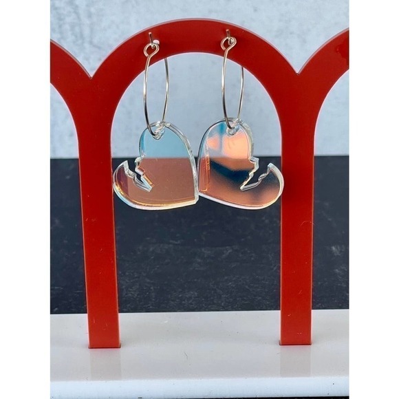 Broken Heart Iridescent Earrings - Picture 2 of 4